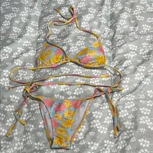 SHEIN Floral Bikini - Yellow and Pink